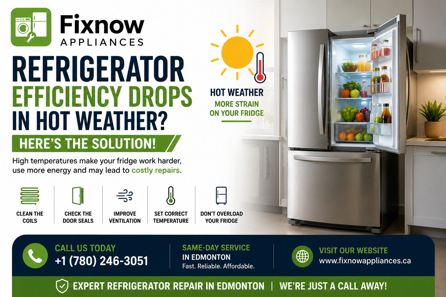 Refrigerator Efficiency Drops in Hot Weather | FixNow Appliances
